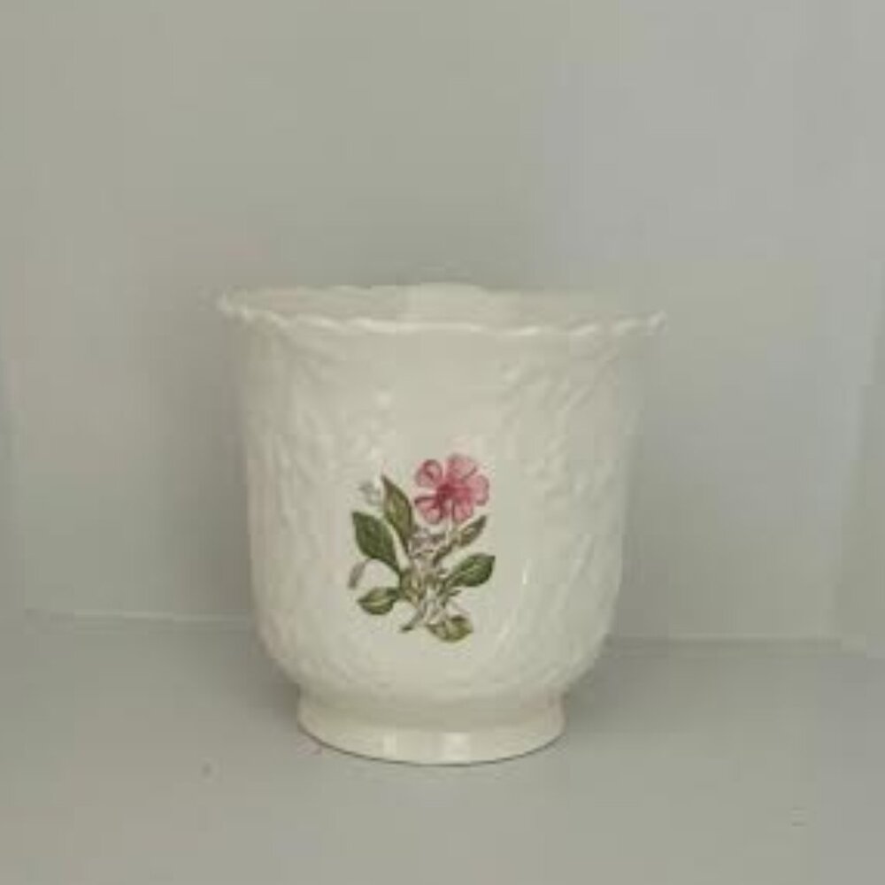 Royal Cauldon Footed 5" in Planter/Vase Cachepot Floral Woodstock Rose Flower